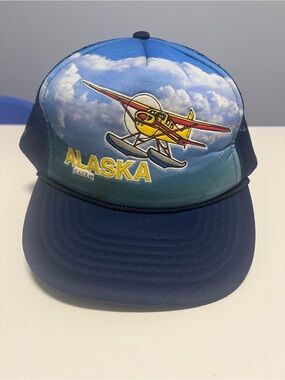 Vintage Alaska Seaplane Trucker Hat - Blue
